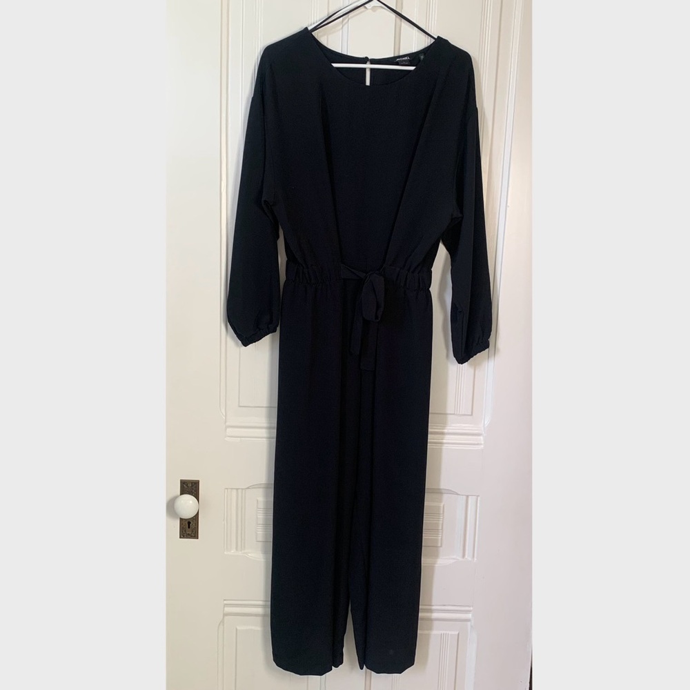 Monki Black Tie Waist Jumpsuit